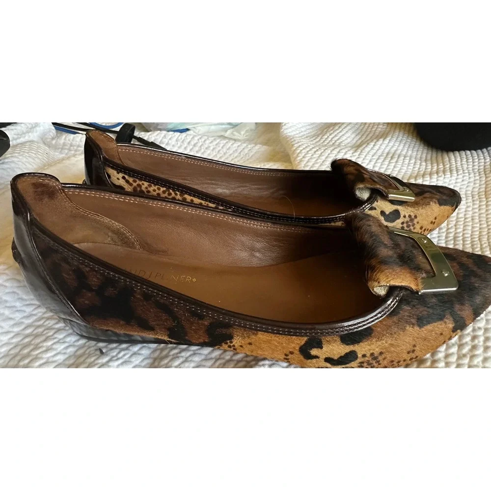 Donald J Pliner Nila Leopard Calf Hair Wedge Pumps Brown Animal Print 8M